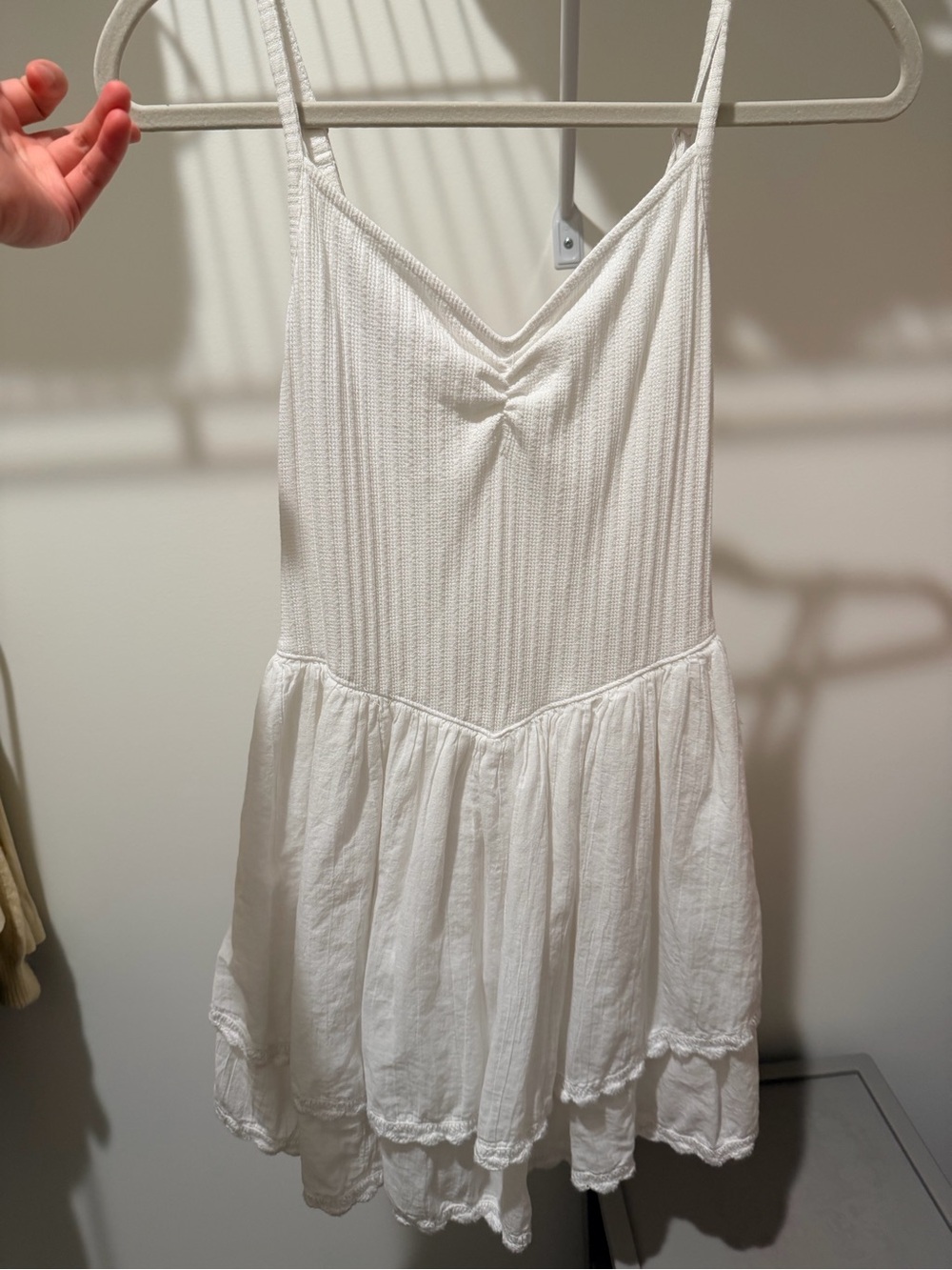 aerie White Ribbed Tank Dress